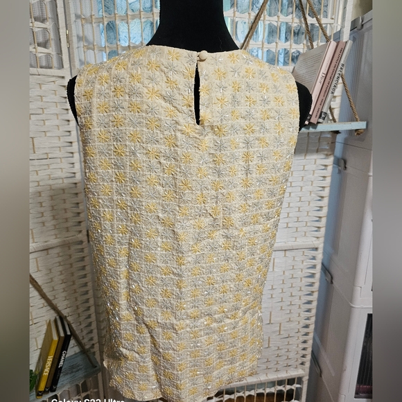 🧨Vintage Oscar De La Renta Beaded Jeweled Star Burst 100% Silk Top - Picture 4 of 8